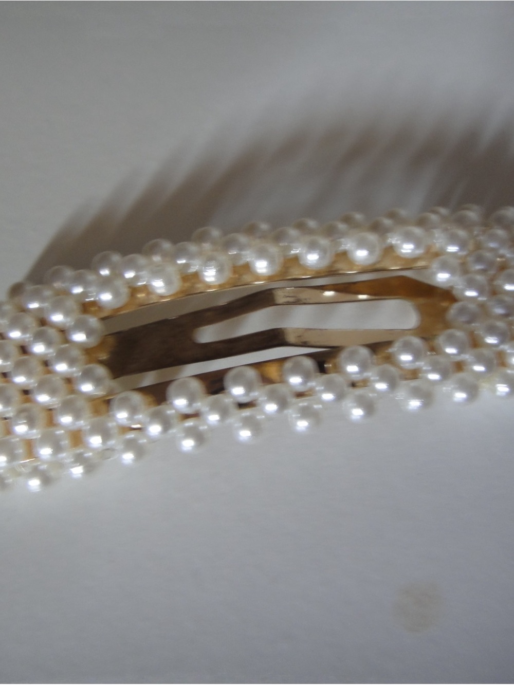 Pearl-Embellished Snap Hair Clip - White